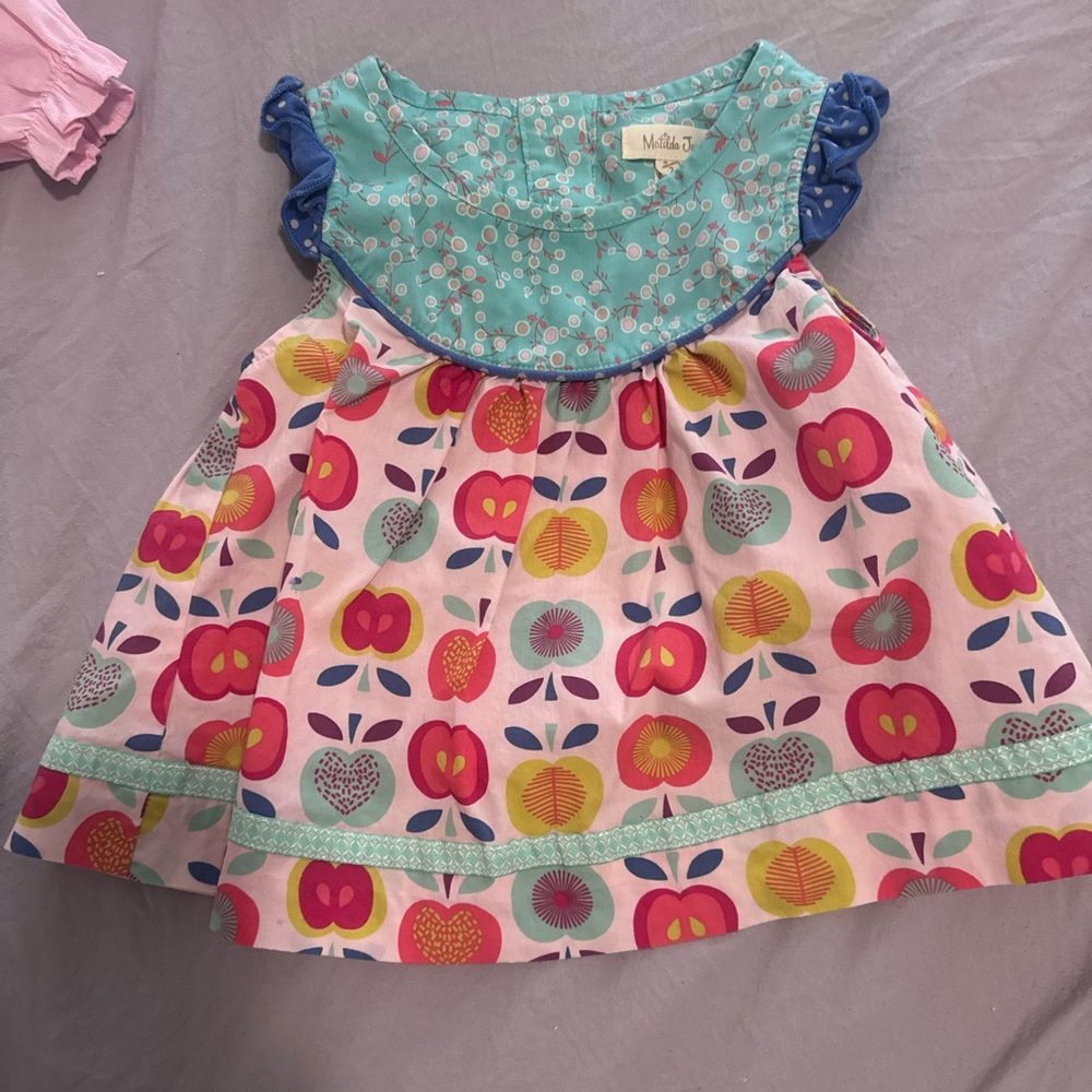 Matilda Jane Teal and Pink Apple Print Blouse